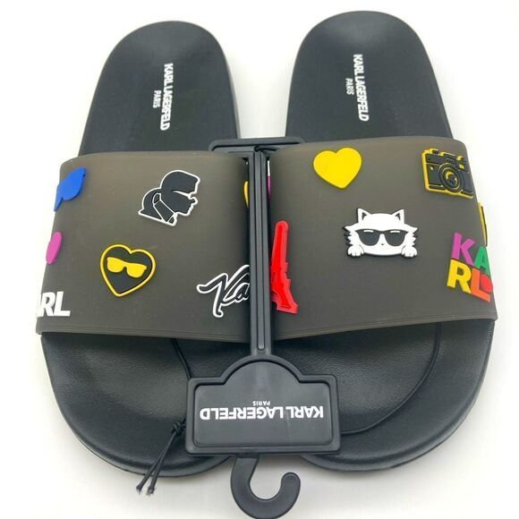 NWT Karl Lagerfeld Paris Zabina Black Sandals Size 8M - Picture 2 of 7